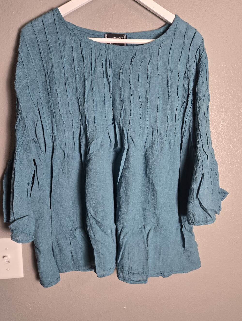 Zumi Boho Teal 100% Cotton Blouse Size Large